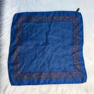 Christian Dior Vintage Blue Patterned Silk Pocket Scarf